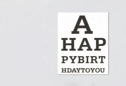 Lisa Jones Eye Test Birthday Card, 2015