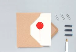 Ola Studio Foil Blocked Red Balloon Card